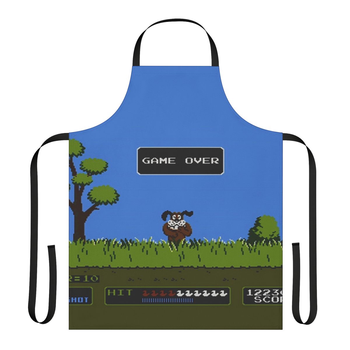 Vintage-style apron featuring the classic Duck Hunt game logo and graphics