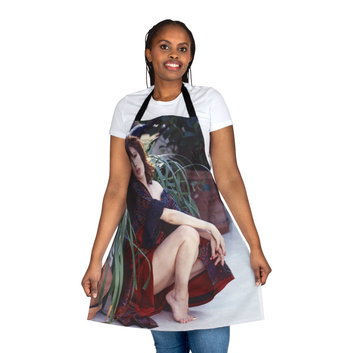 Vintage-style apron featuring the image of classic Hollywood actress Edwige Fenech
