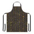 Vintage Egyptian hieroglyphics gold pattern on black apron