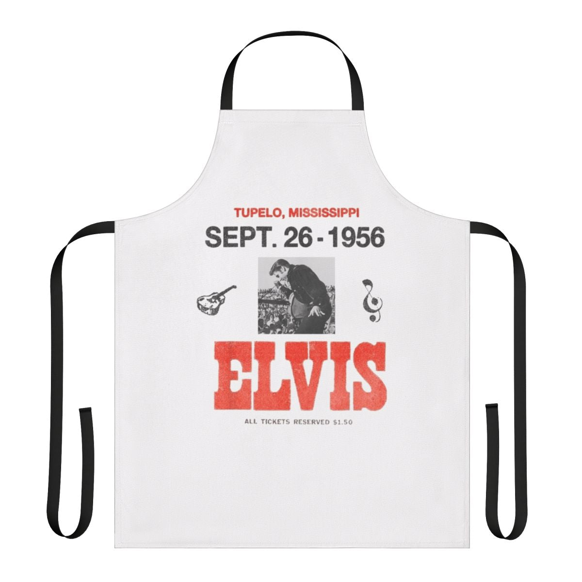 Vintage-style apron featuring Elvis Presley's Aloha from Hawaii concert design