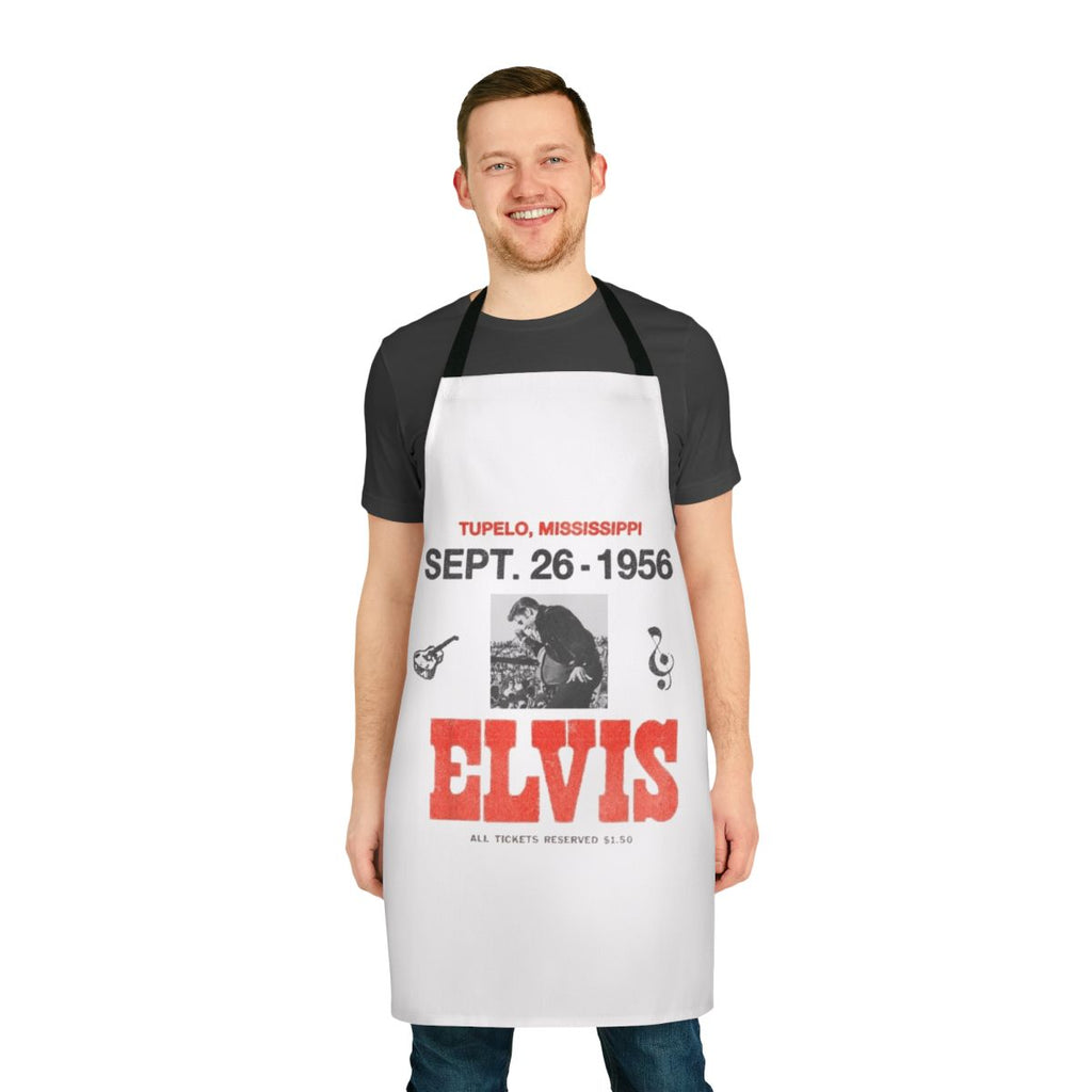 Vintage-style apron featuring Elvis Presley's Aloha from Hawaii concert design