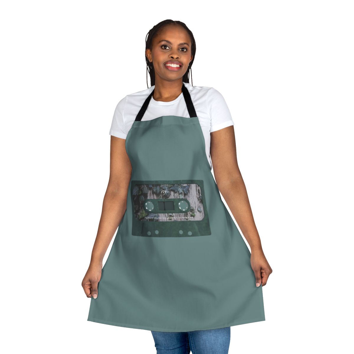 Vintage-inspired floral apron featuring an ivy and cassette design, perfect for Taylor Swift fans and nature lovers.