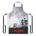 Vintage-inspired apron featuring a state trooper design, perfect for music fans and Nebraskans.