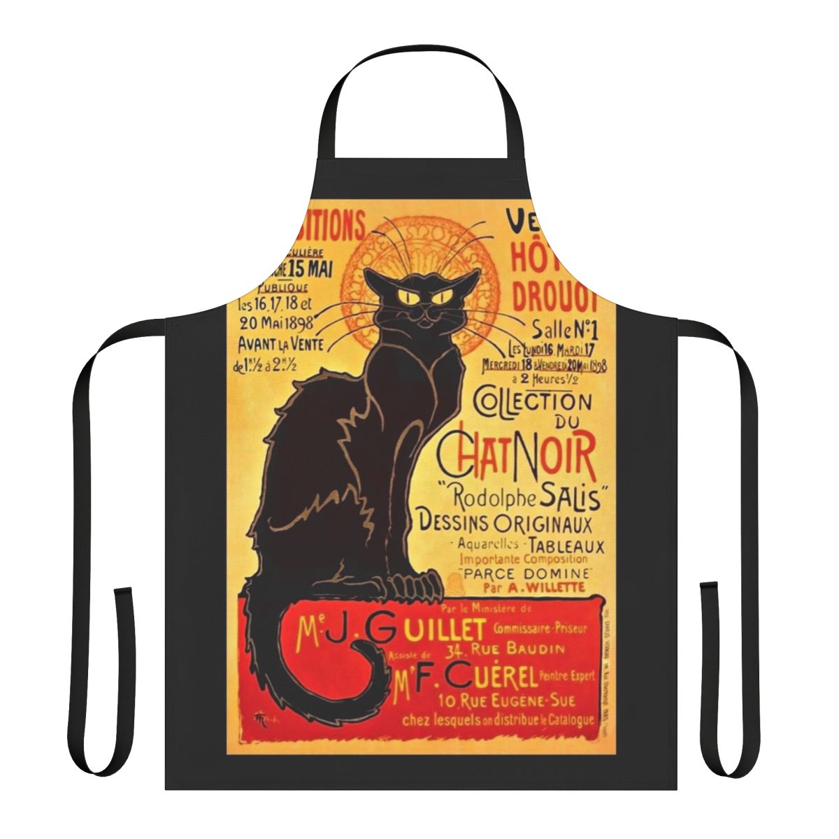 Vintage French 1896 Le Chat Noir Exposition Apron featuring original designs