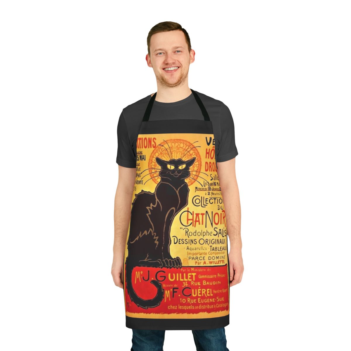 Vintage French 1896 Le Chat Noir Exposition Apron featuring original designs