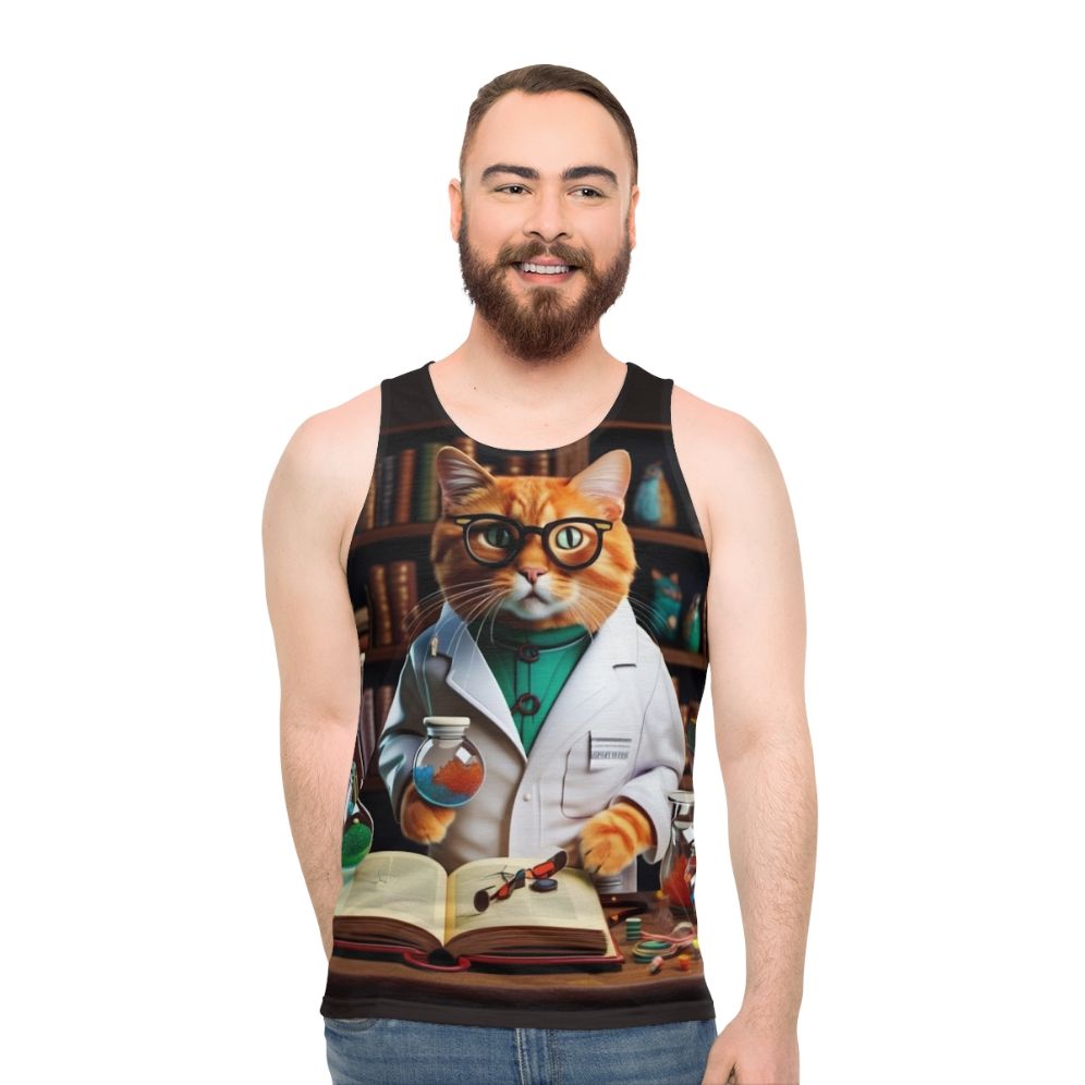 Vintage funny cat unisex tank top