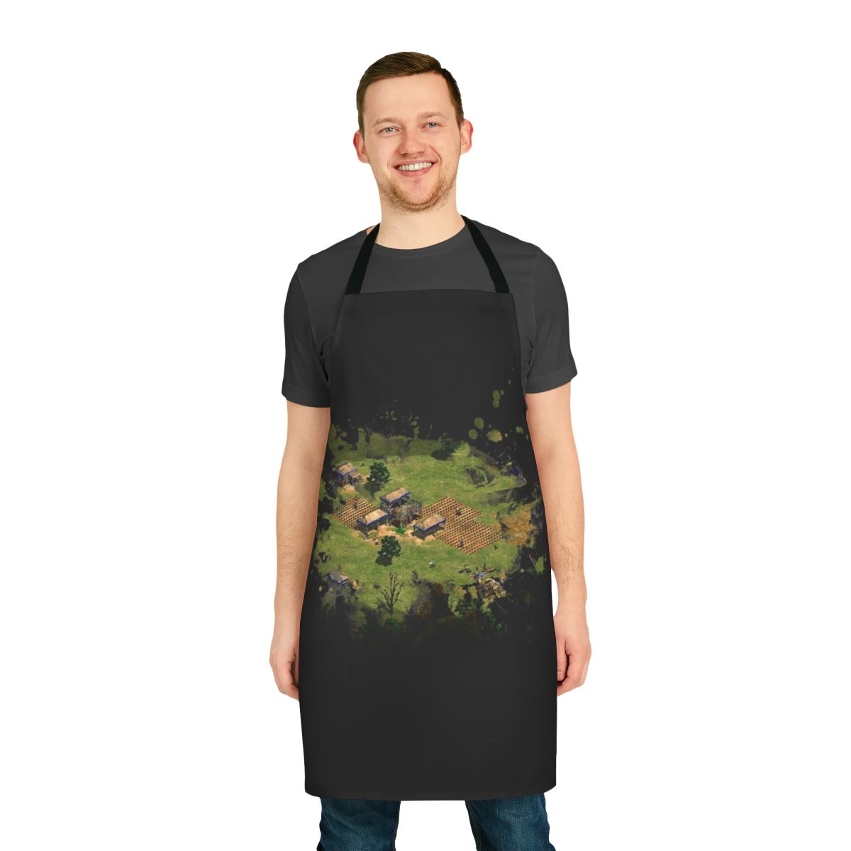 Vintage gaming apron featuring retro Age of Empires art design