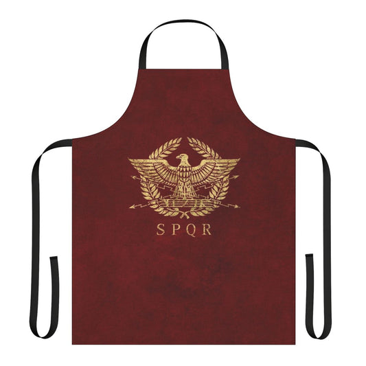 Vintage gold apron featuring the iconic Roman Empire emblem