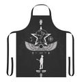 Vintage 80s goth band logos printed on a black apron