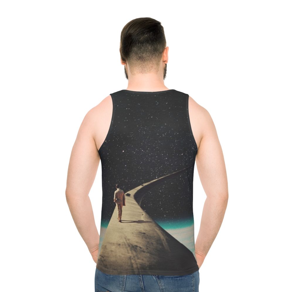 Vintage graphic unisex tank top with surreal space illustration