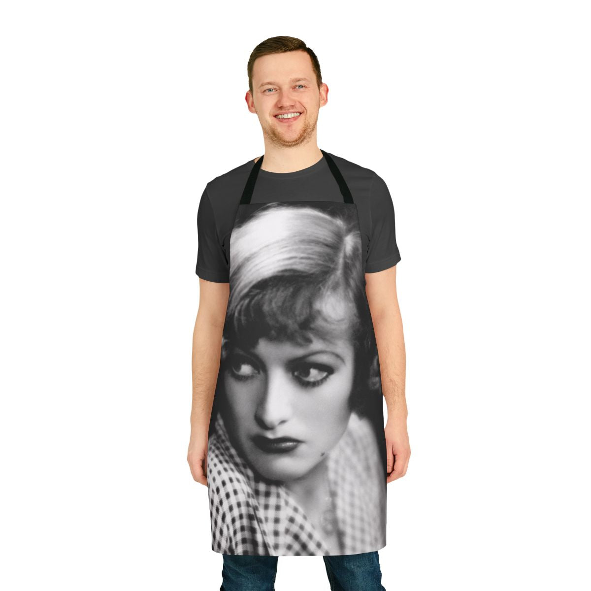 Vintage-style apron featuring an illustration of iconic Hollywood actress Joan Crawford