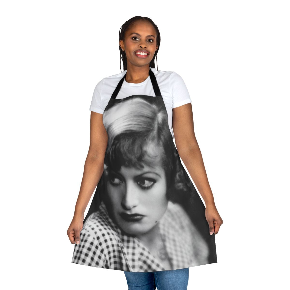 Vintage-style apron featuring an illustration of iconic Hollywood actress Joan Crawford
