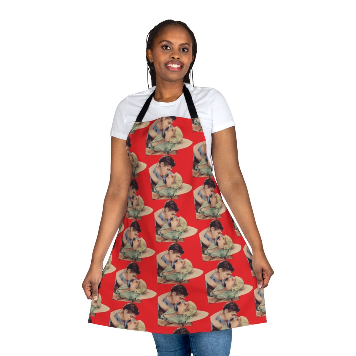 Vintage-style apron with images of classic Hollywood stars Jean Harlow and Clark Gable