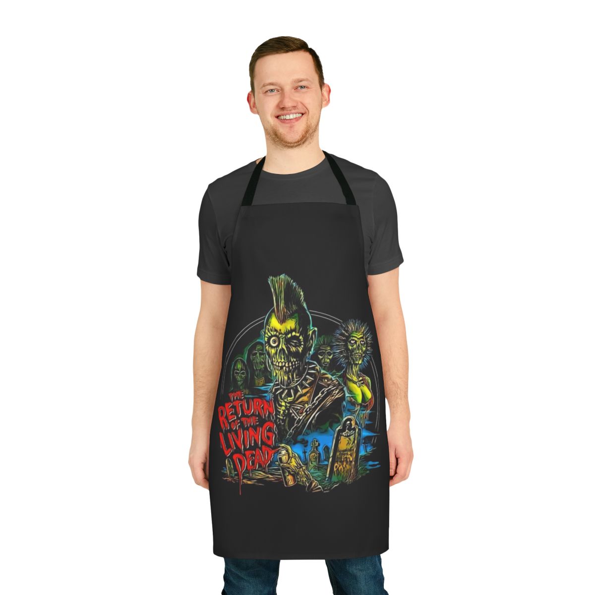 Retro-style apron featuring the iconic "Tarman" character from the 1985 horror film "Return of the Living Dead"