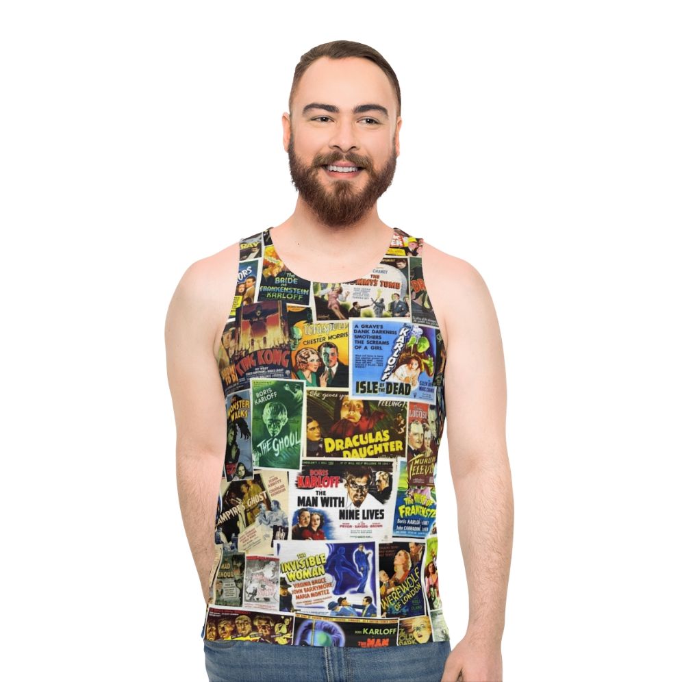 Vintage horror unisex tank top with classic monster movie graphics