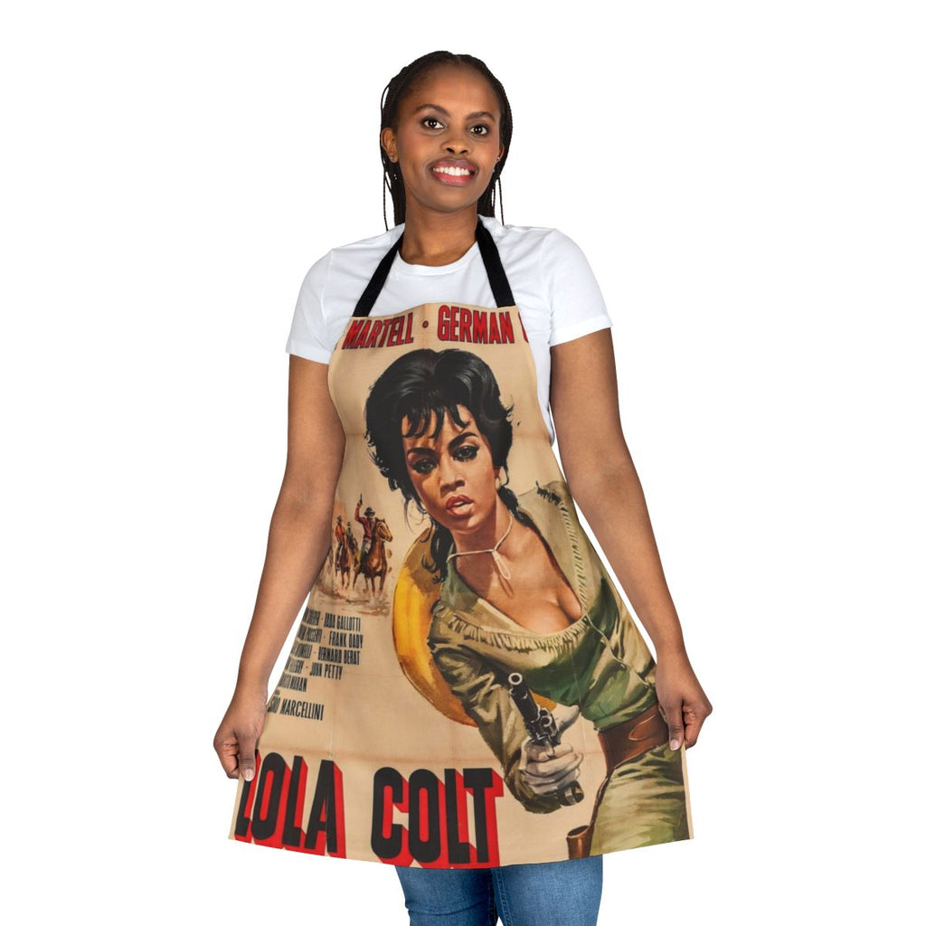 Vintage-inspired 1950s style apron featuring retro gun graphics