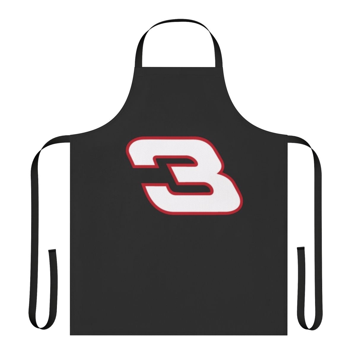 Vintage-inspired black and white 3 apron for NASCAR racing enthusiasts