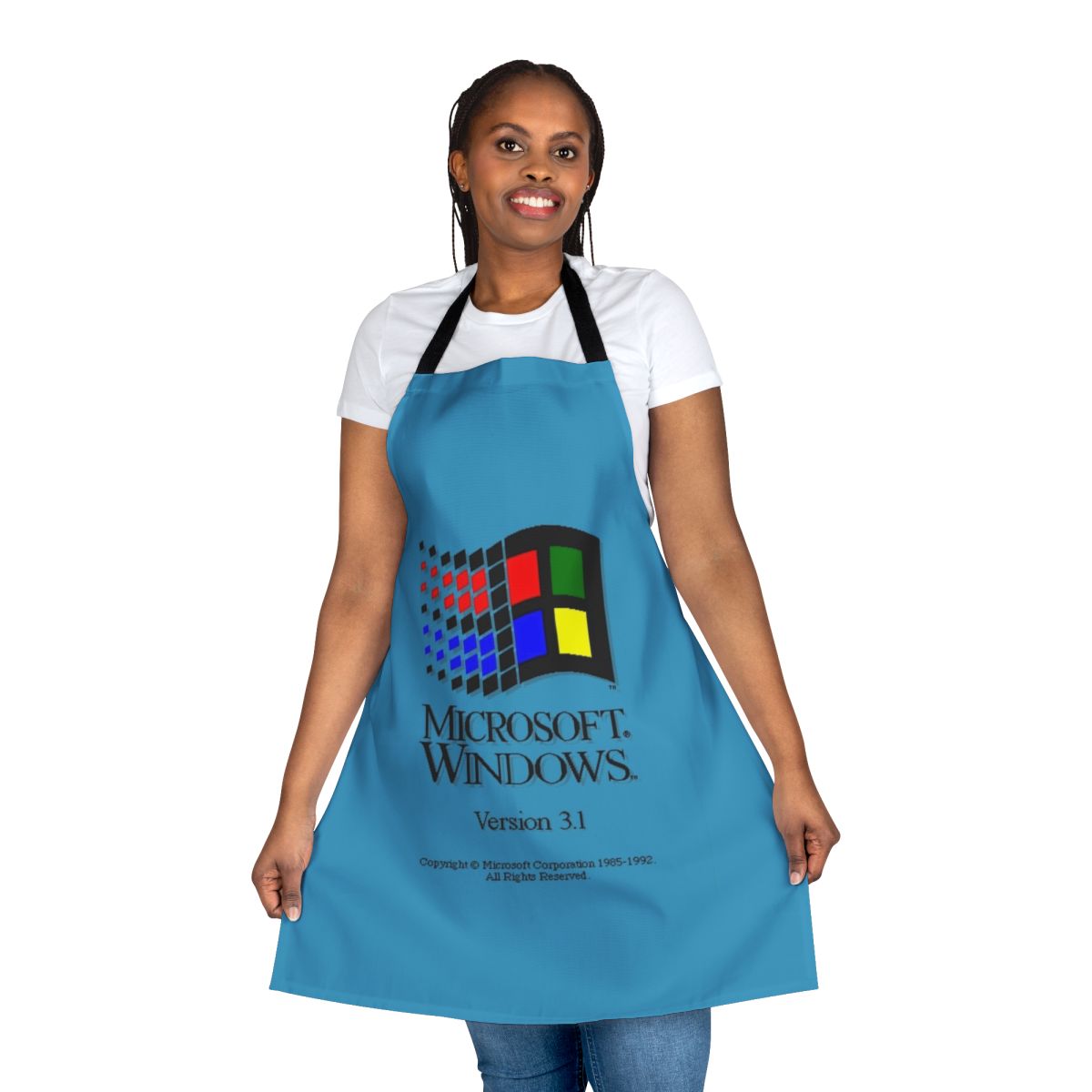 Vintage-style apron featuring the Windows 3.1 operating system logo and design