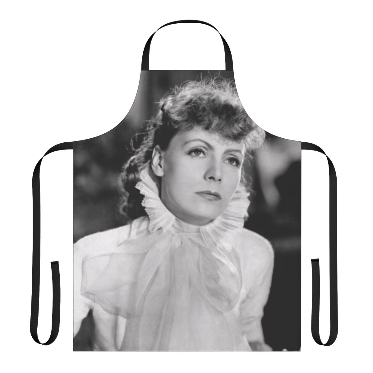 Vintage-inspired apron featuring a portrait of the iconic actress Greta Garbo