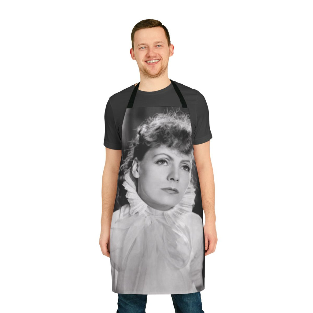 Vintage-inspired apron featuring a portrait of the iconic actress Greta Garbo
