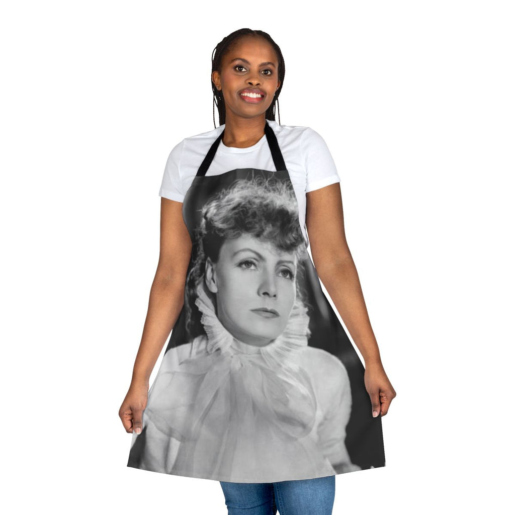 Vintage-inspired apron featuring a portrait of the iconic actress Greta Garbo