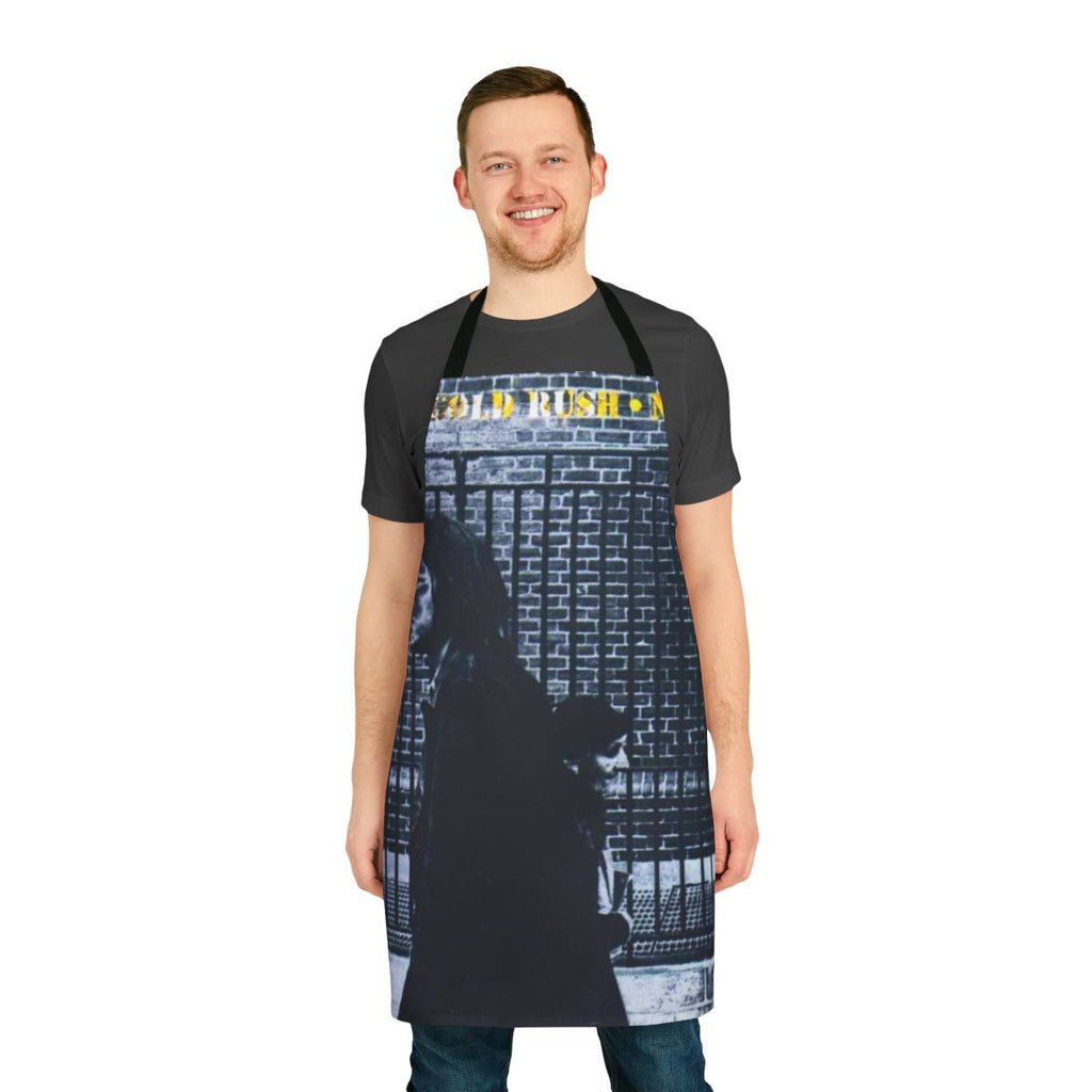 Vintage-style apron featuring imagery from Neil Young's classic album "After the Gold Rush"