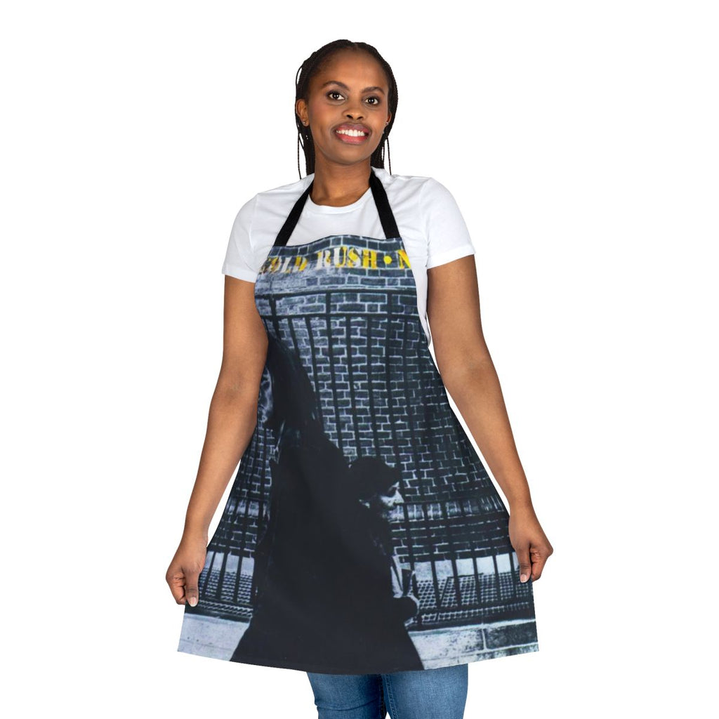 Vintage-style apron featuring imagery from Neil Young's classic album "After the Gold Rush"