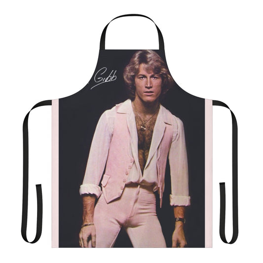 Vintage-inspired apron featuring the late musician Andy Gibb of the Bee Gees