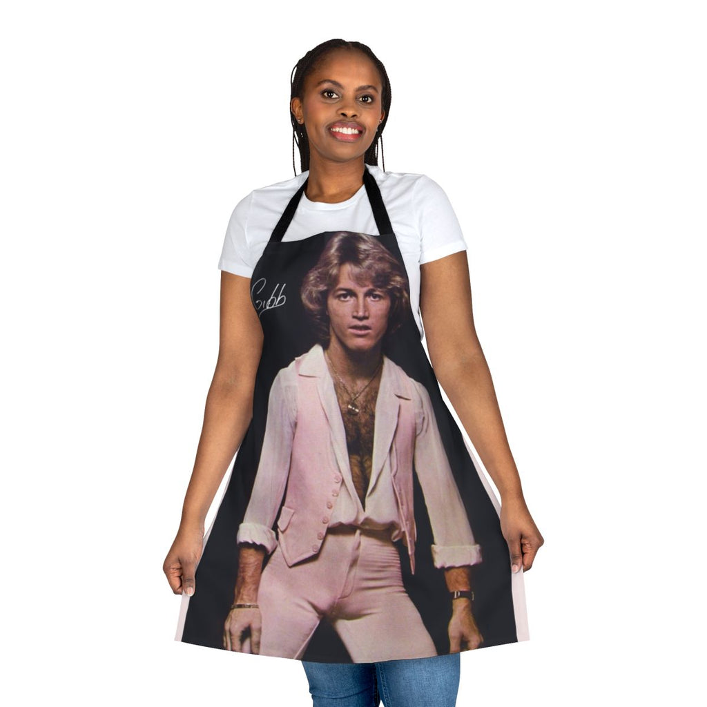 Vintage-inspired apron featuring the late musician Andy Gibb of the Bee Gees