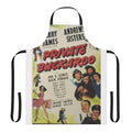 Vintage-inspired apron featuring classic film and music elements