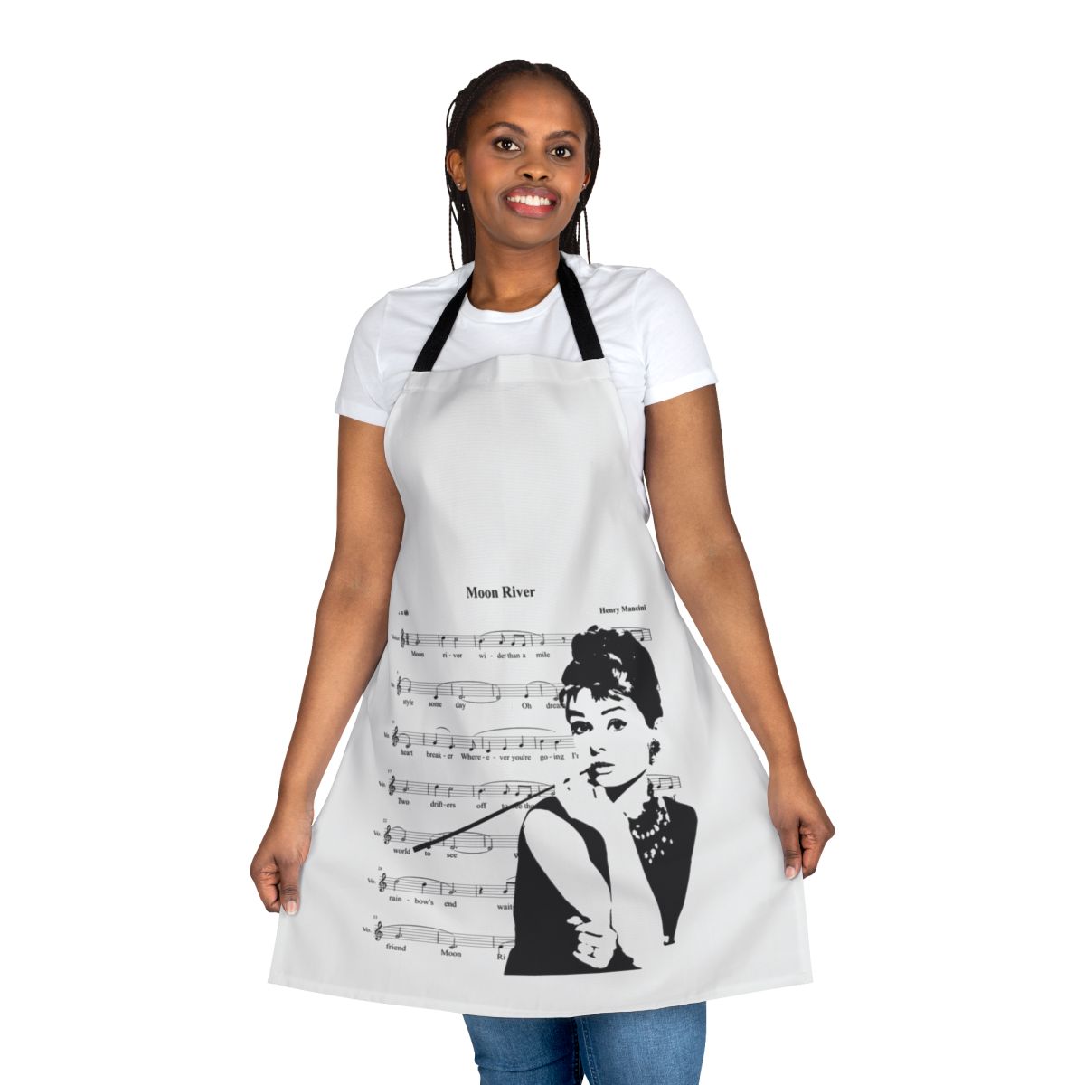 Vintage-inspired apron featuring a classic song and iconic film