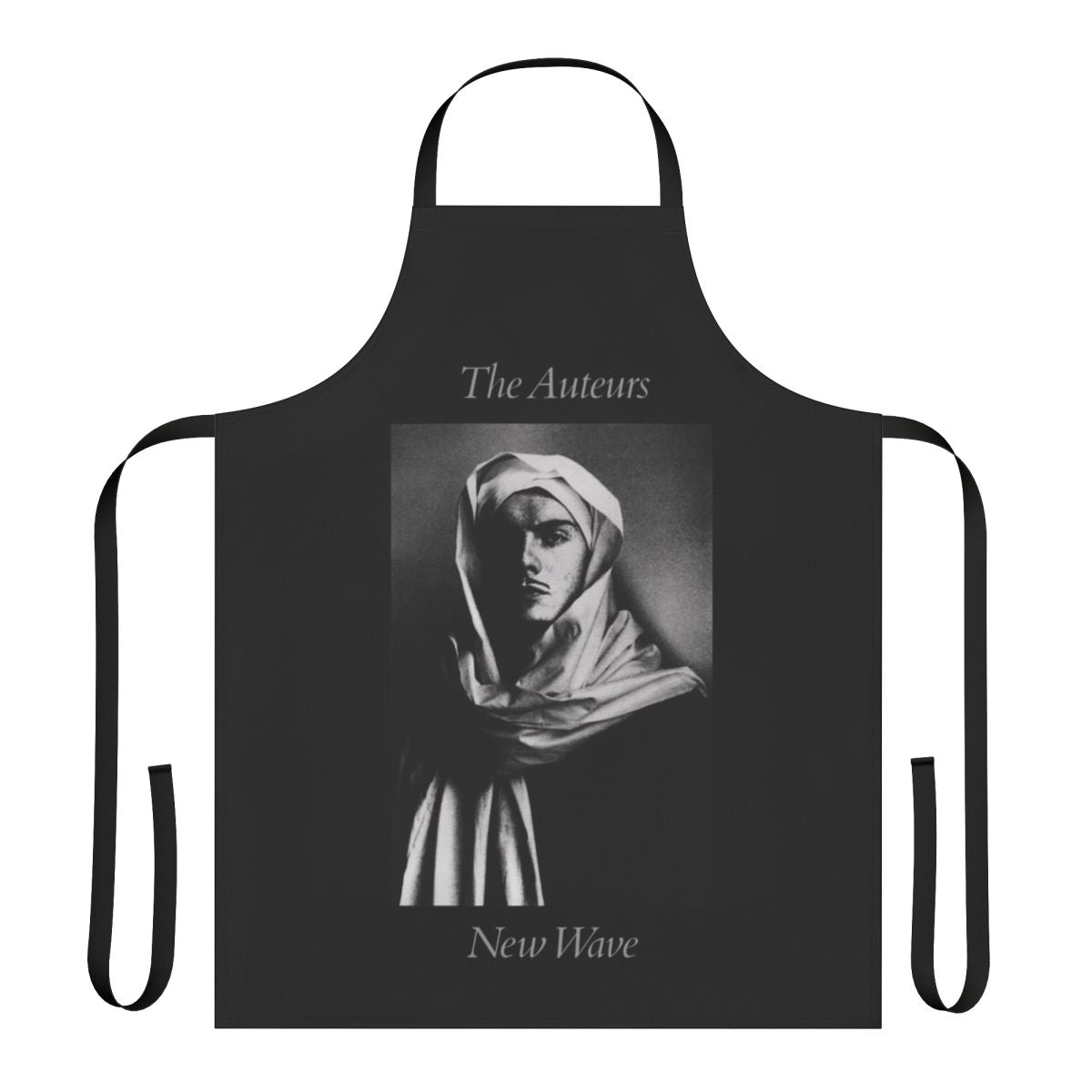 A retro-style apron featuring The Auteurs, a 90s alternative British pop band