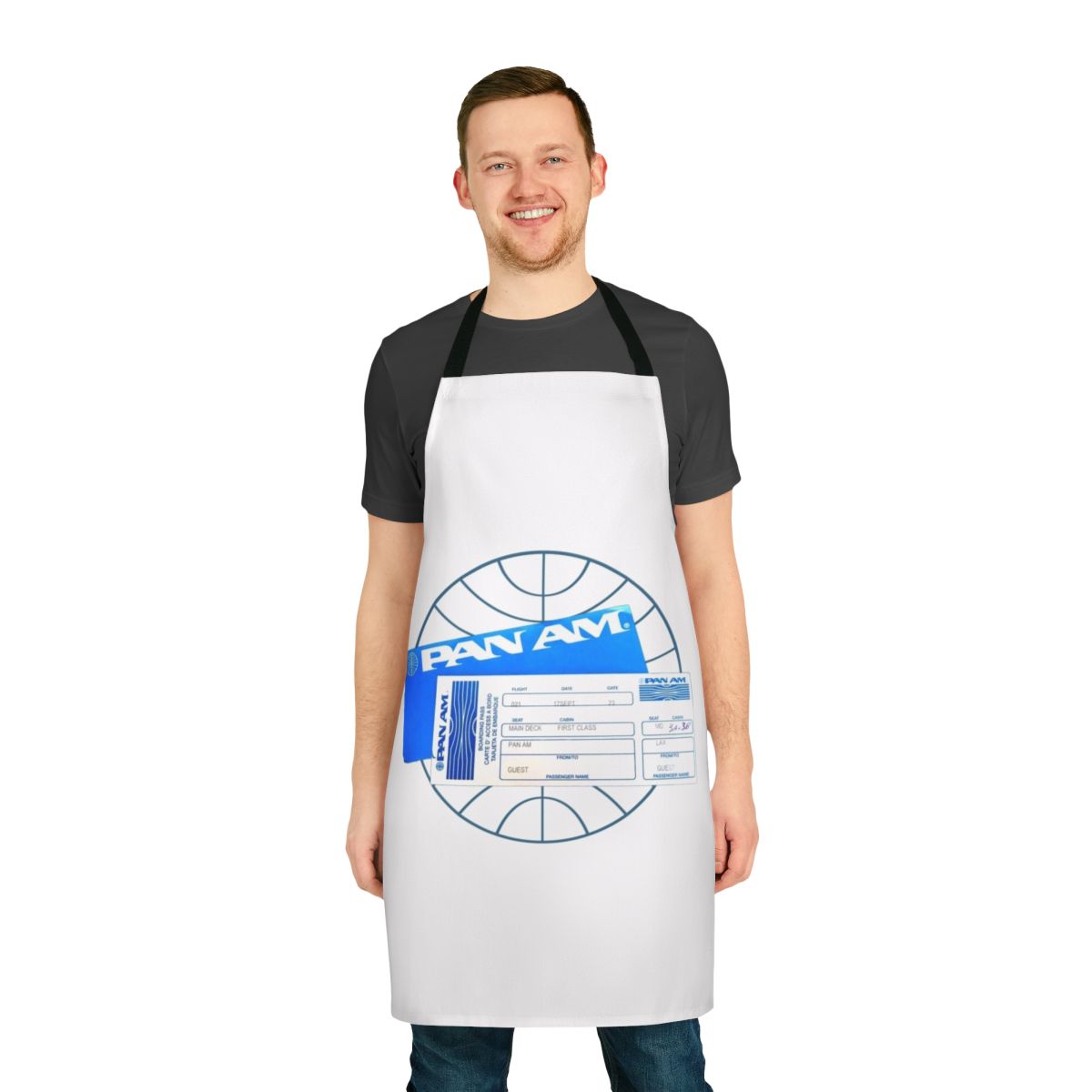 Vintage-style aviation apron with retro Pan Am airline design