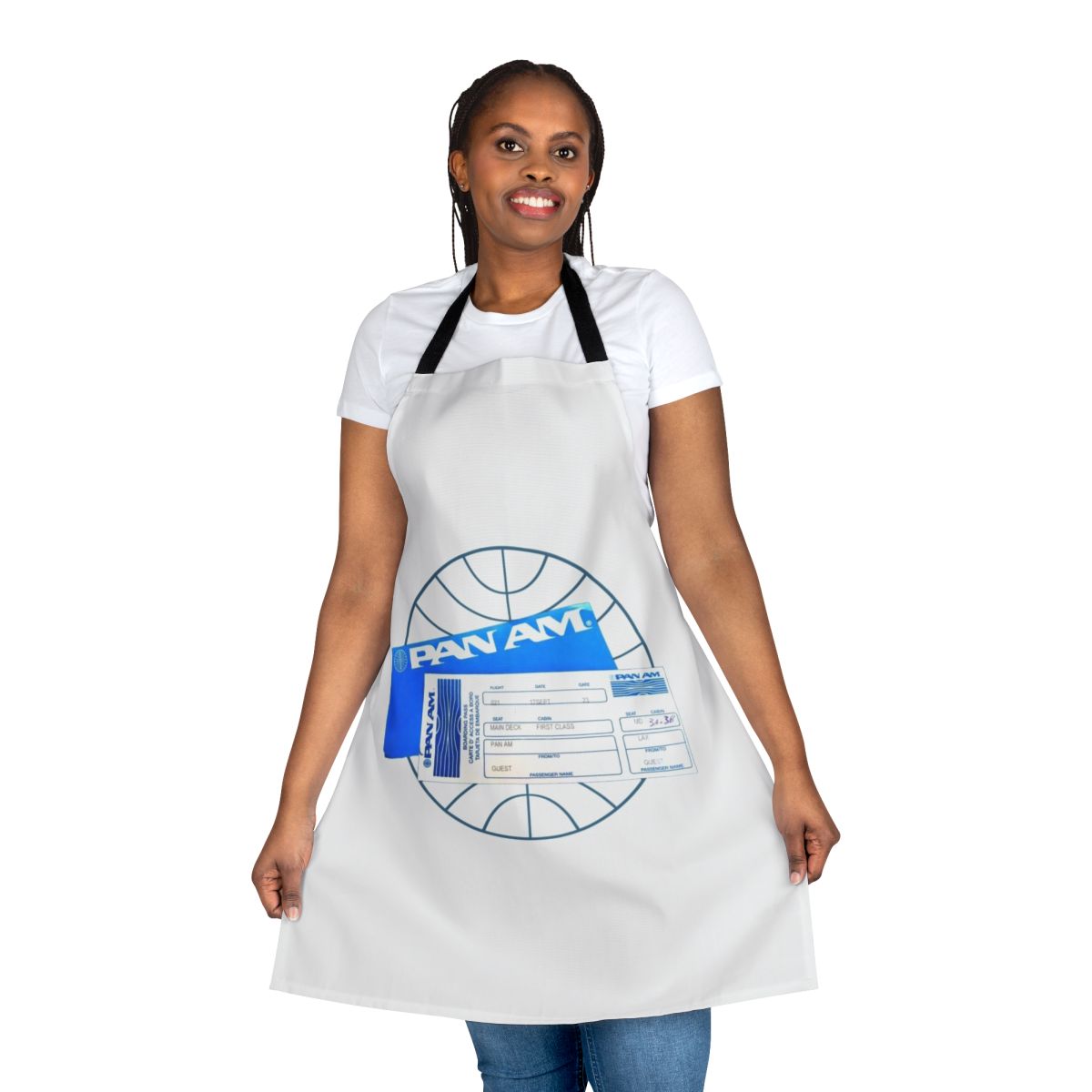 Vintage-style aviation apron with retro Pan Am airline design