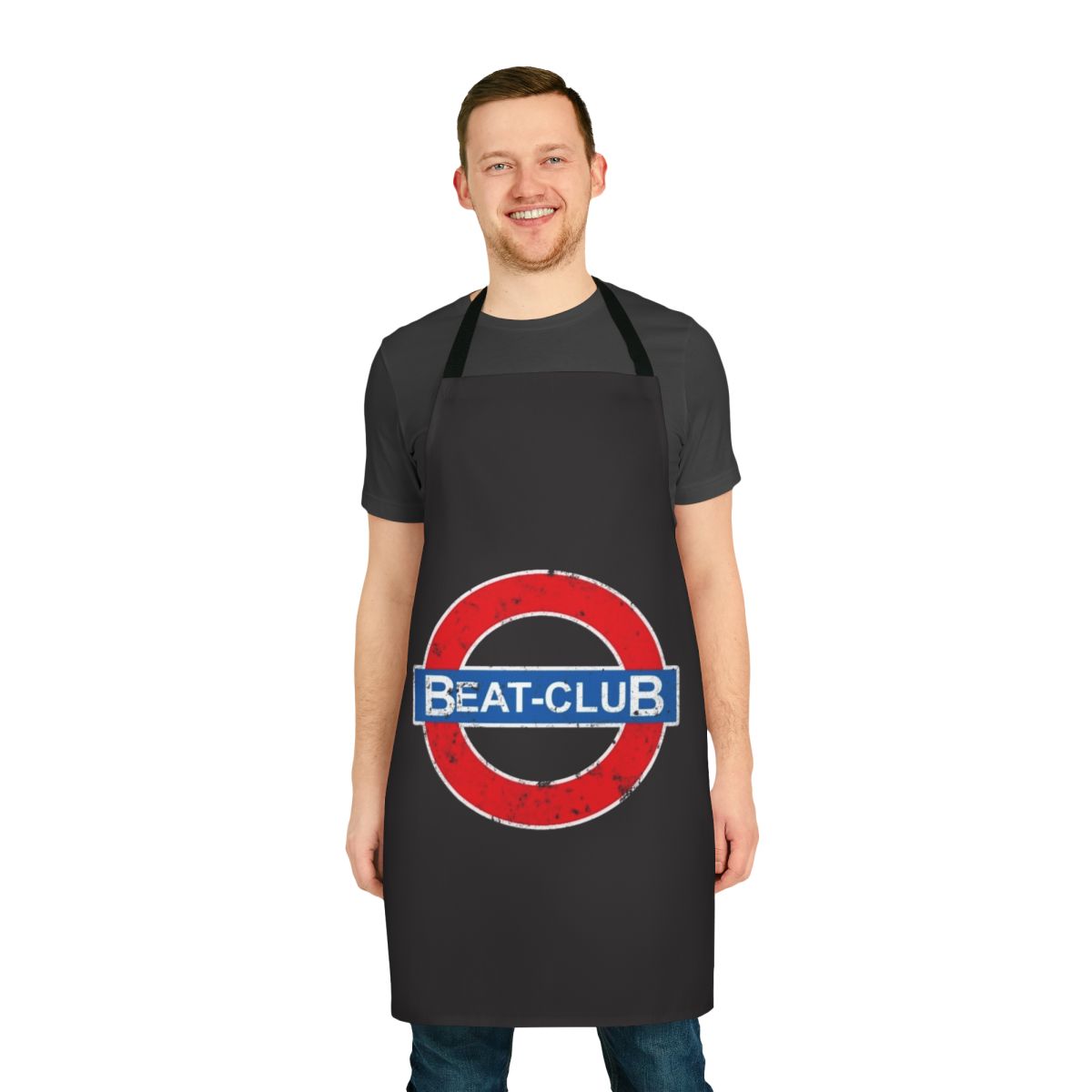 Retro-style apron with "Beat Club" design, perfect for music lovers and fans of 1960s and 1970s pop culture.