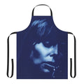Vintage-inspired blue apron with Joni Mitchell's classic folk singer-songwriter imagery and lyrics
