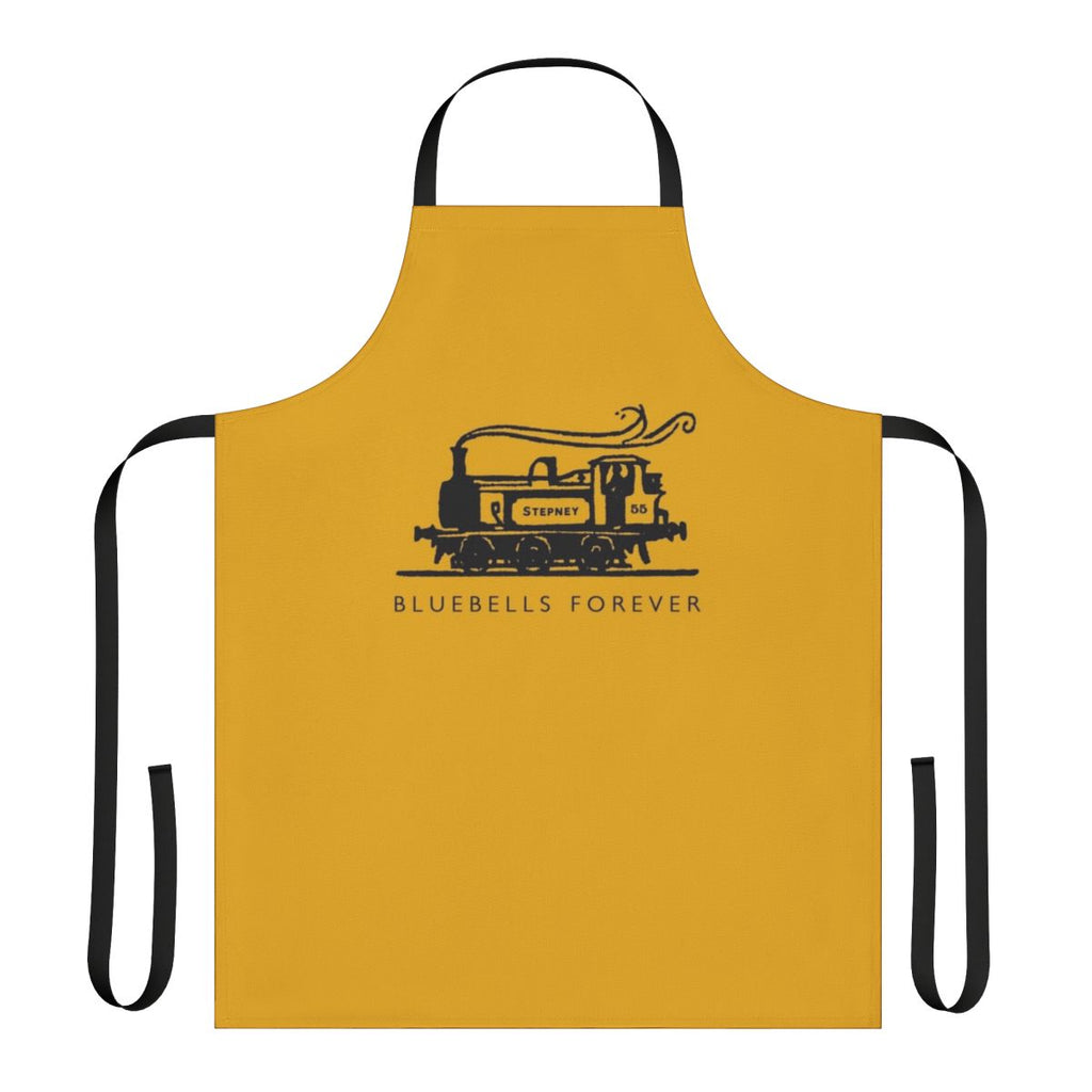 Vintage-style apron featuring a bluebells railway design