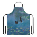 A vibrant apron featuring a cat print design inspired by Monet's Waterlily paintings