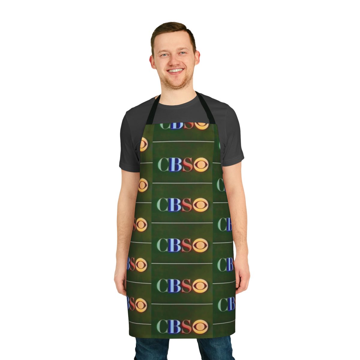 Vintage-Inspired CBS Logo Apron with 1960s Retro Television Branding