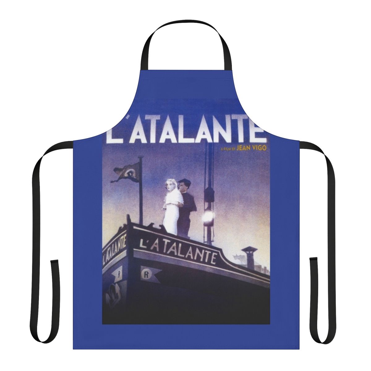 Vintage-inspired apron featuring a classic French film poster design