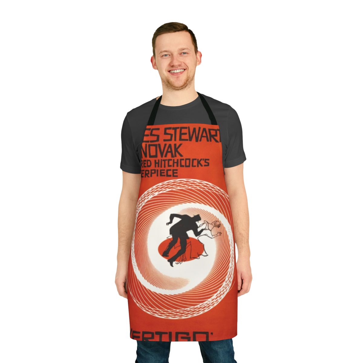 Retro 1950s movie-themed apron with Vertigo-inspired design