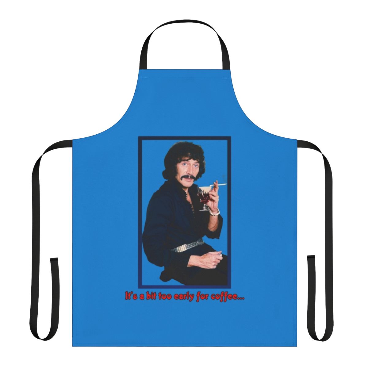 Vintage-inspired coffee lover's apron with a humorous, retro design