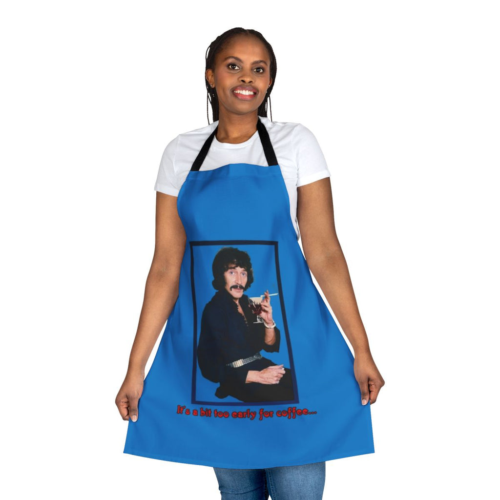 Vintage-inspired coffee lover's apron with a humorous, retro design