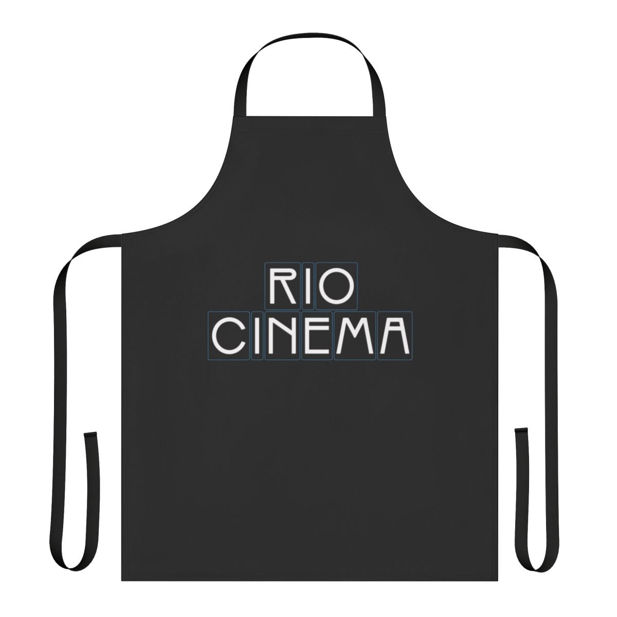 Vintage-inspired apron featuring the iconic Rio Cinema logo, a community movie theater in Hackney, London.
