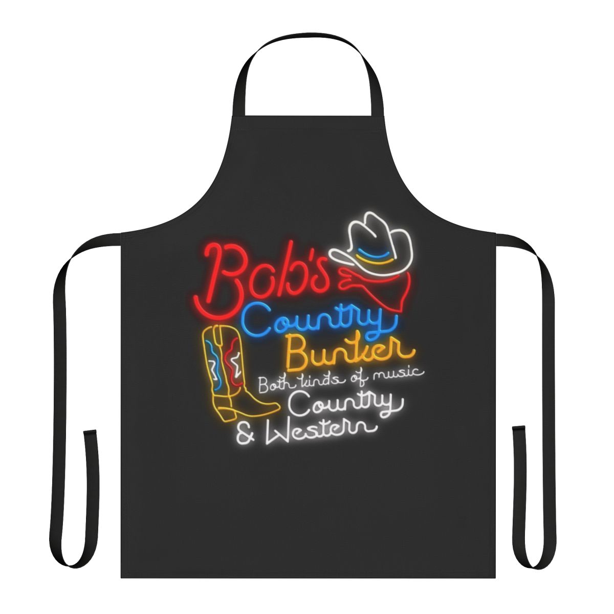 Vintage-inspired country music apron featuring a neon sign design, a tribute to the iconic Blues Brothers movie location