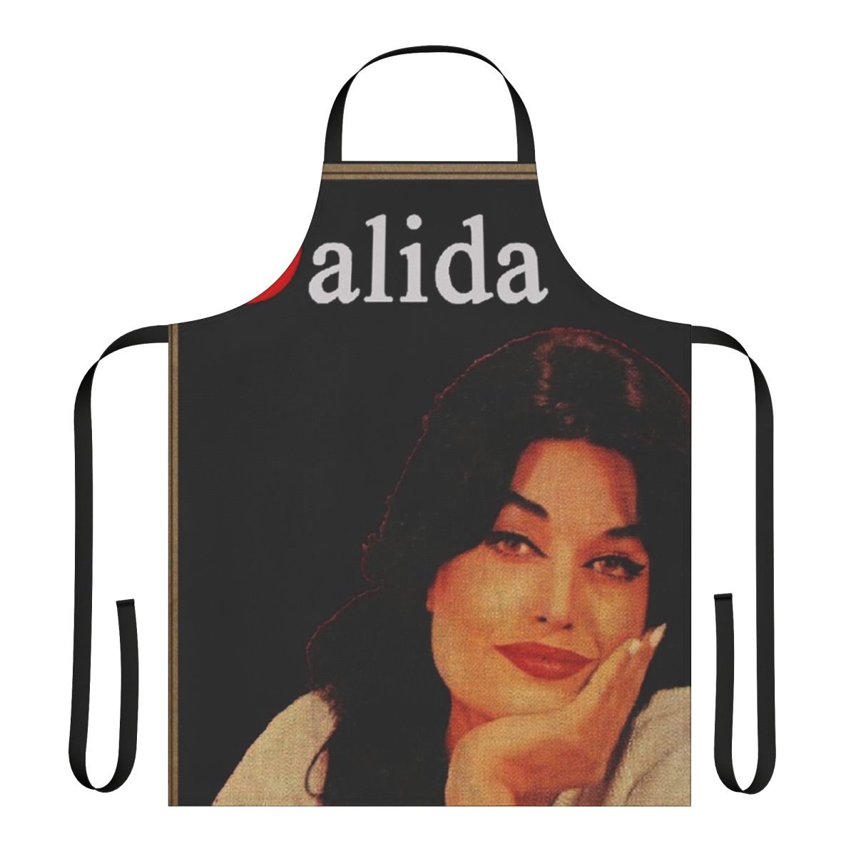 Vintage-inspired apron featuring album cover art from Dalida's "Love in Portofino"