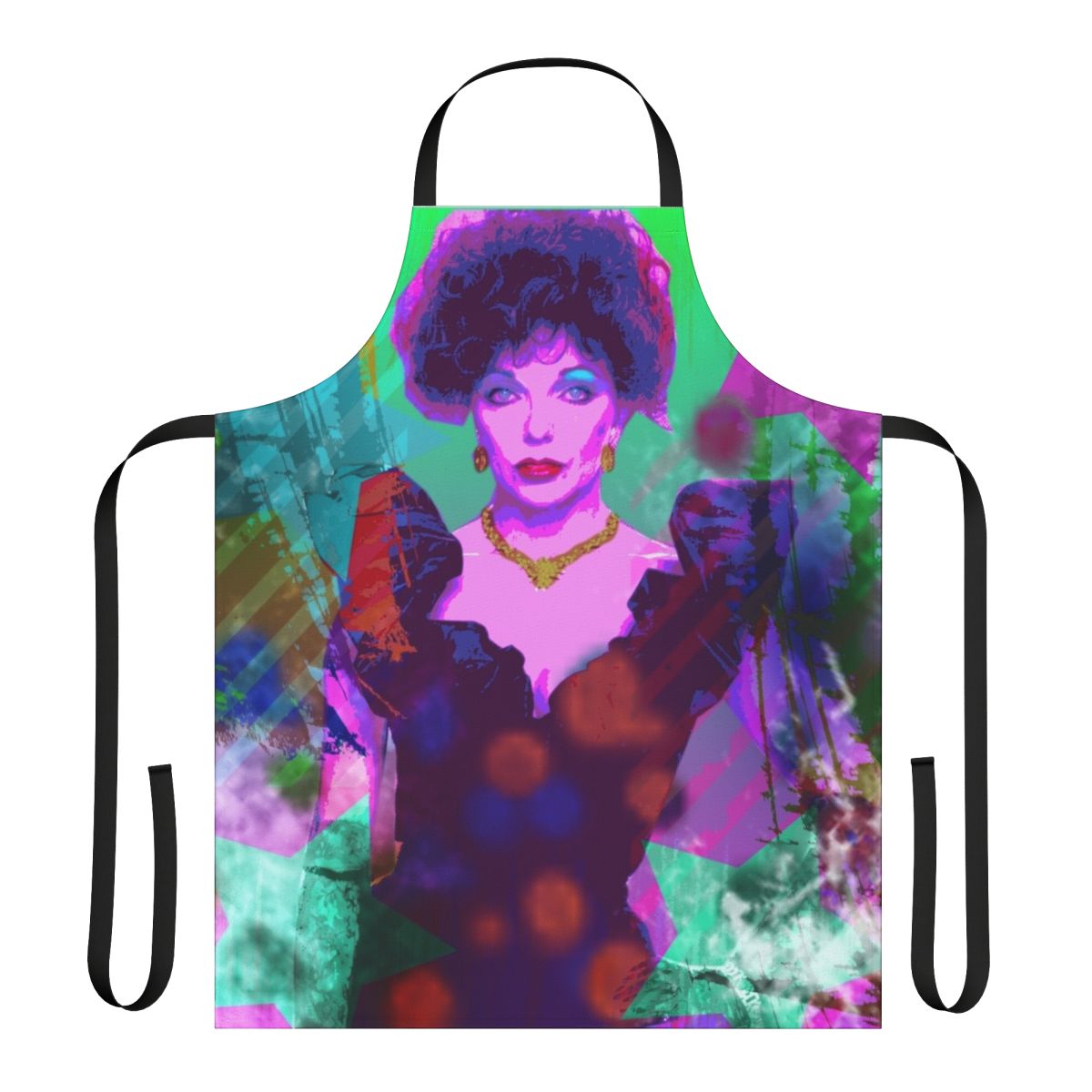 Vintage-style apron featuring the silhouette of actress and LGBTQ+ icon Dame Joan Collins