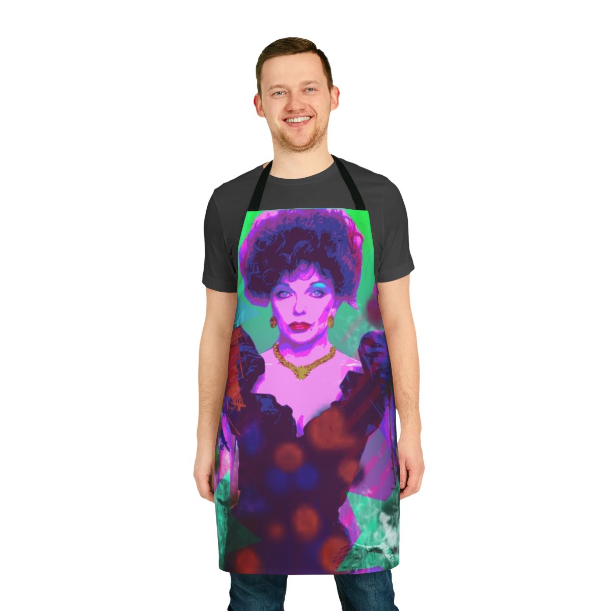 Vintage-style apron featuring the silhouette of actress and LGBTQ+ icon Dame Joan Collins