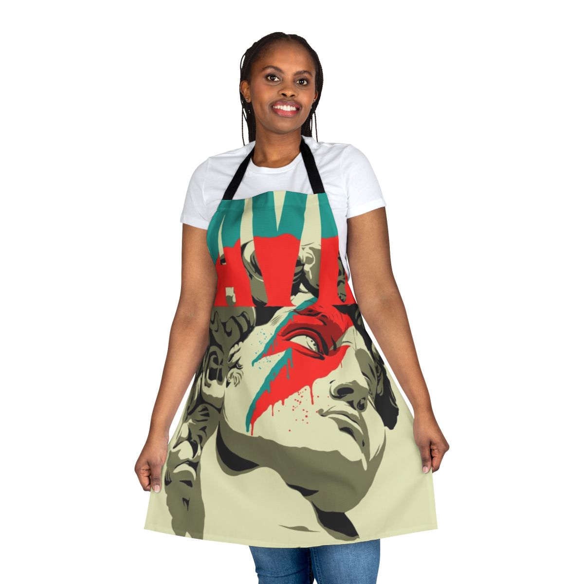 Vintage-inspired apron featuring a portrait of the famous Renaissance artist David
