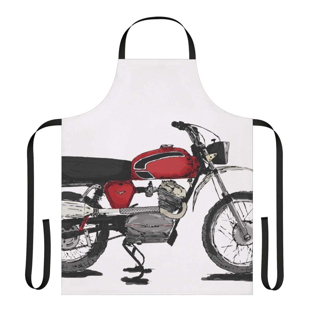 A durable and stylish vintage-inspired dirt bike scrambler apron for motorcycle enthusiasts